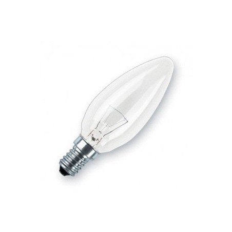 Bombilla vela E14 25W 12V lisa clara