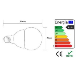 Bombilla led esferica 3w 230v e14 435lum luz blanco frio 5700-6200k Agfri 6051