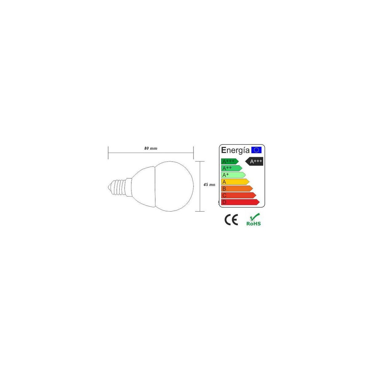 Bombilla led esferica 3w 230v e14 435lum luz blanco frio 5700-6200k Agfri 6051