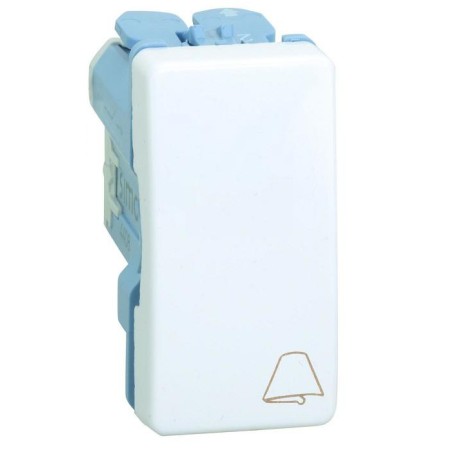 PULSADOR ESTRECHO BLANCO SIMBOLO CAMPANA SIMON 27150-64