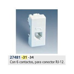 Toma de telefono RJ12 6 contactos estrecha marfil Simon 27481-31