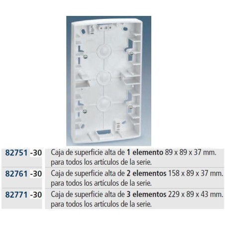 CAJA DE SUPERFICIE 1 ELEMENTO BLANCA 89X89X37MM SIMON 82751-30