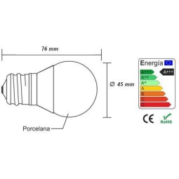 Bombilla led esferica 5w 230v e27 550lum luz blanco calido 2700-2900k Agfri 6066