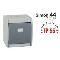 Caja estanca Simon 44 Aqua con tecla simple IP55 para mecanismos Simon 27