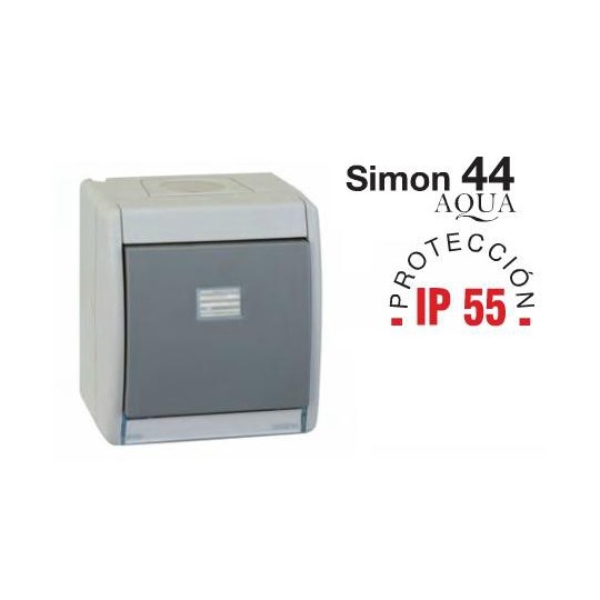 Caja estanca Simon 44 Aqua con tecla simple IP55 para mecanismos Simon 27