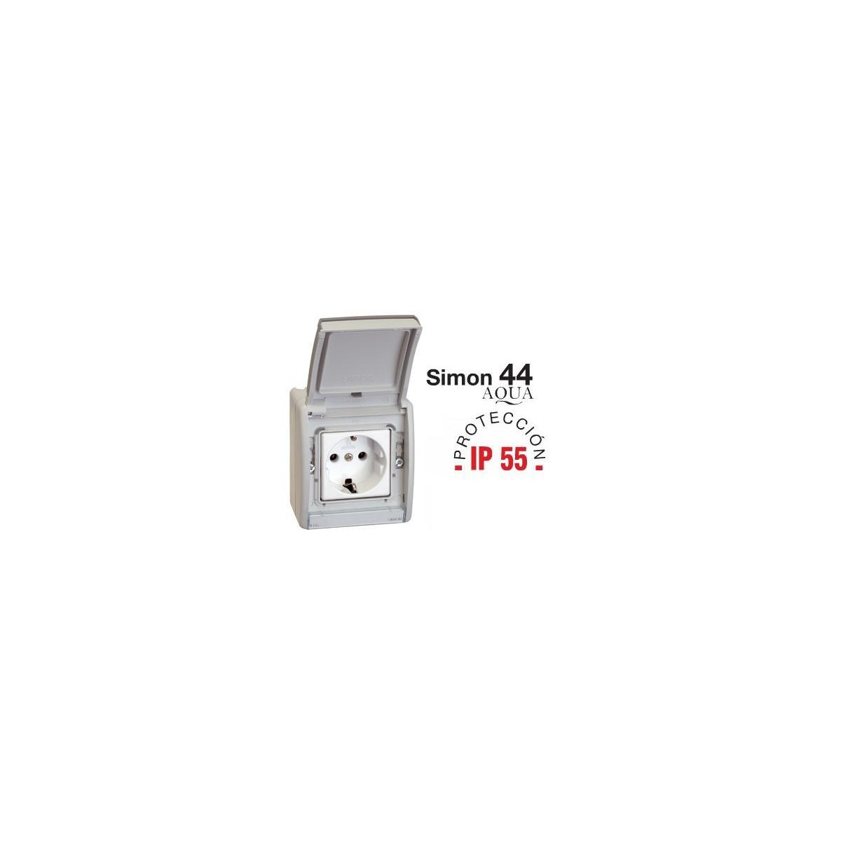 Caja estanca Simon 44 Aqua con tapa articulada IP55 para mecanismos Simon 27