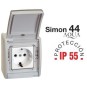 Caja estanca Simon 44 Aqua con tapa articulada IP55 para mecanismos Simon 27