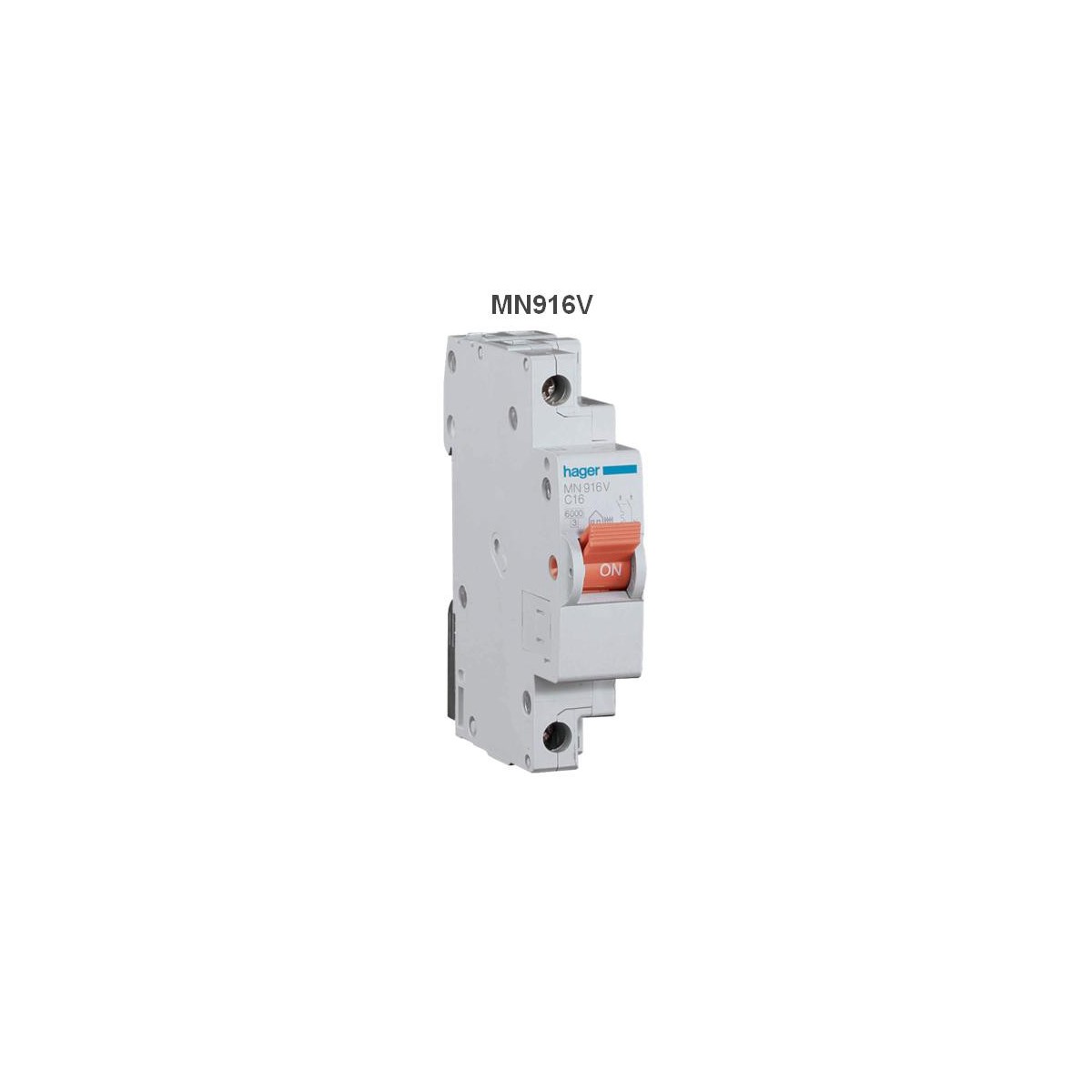 Magnetotermico estrecho 1P+N 16A Curva C 6KA Hager MN916V
