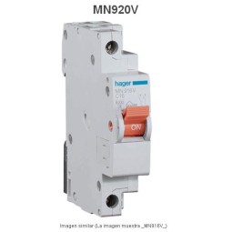 Magnetotermico estrecho 1P+N 20A Curva C 6KA  Hager MN920V
