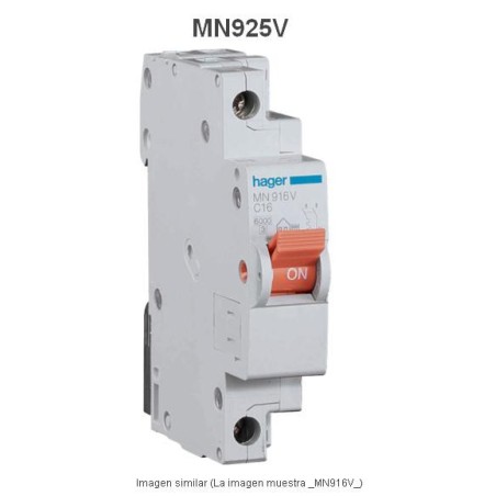 Magnetotermico estrecho 1P+N 25A Curva C 6KA Hager MN925V