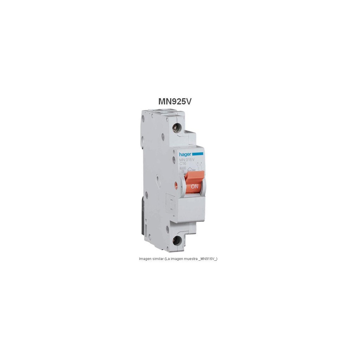 Magnetotermico estrecho 1P+N 25A Curva C 6KA Hager MN925V