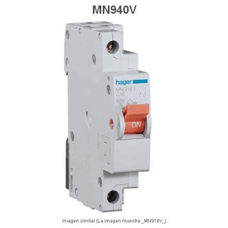 Magnetotermico estrecho 1P+N 40A Curva C 6KA  Hager MN940V