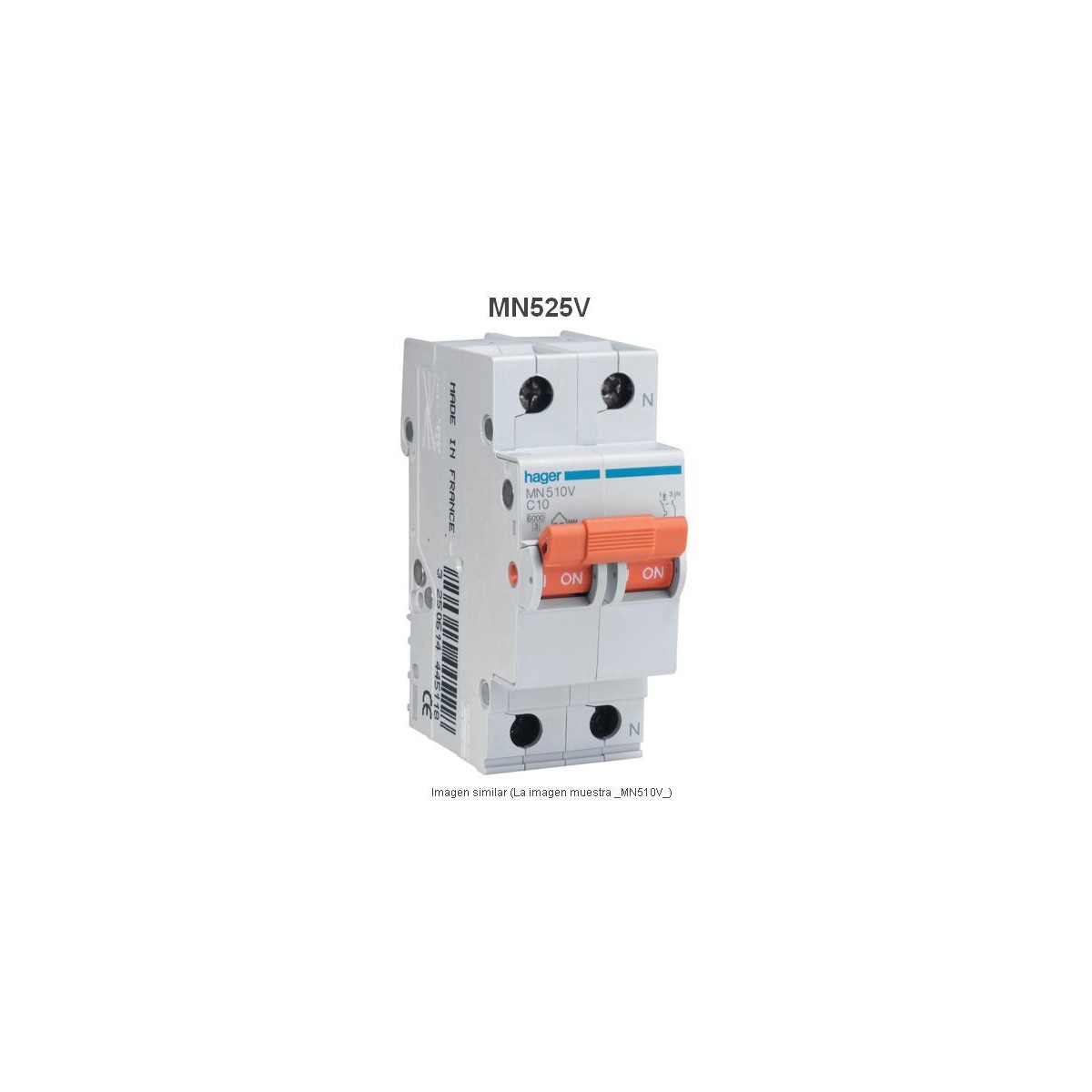 Magnetotermico 1P+N 25A Curva C 6KA Hager MN525V