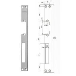 Armadura larga para cerradura electrica para puertas de madera