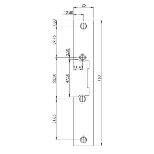 Armadura corta para cerradura electrica para puertas de paso
