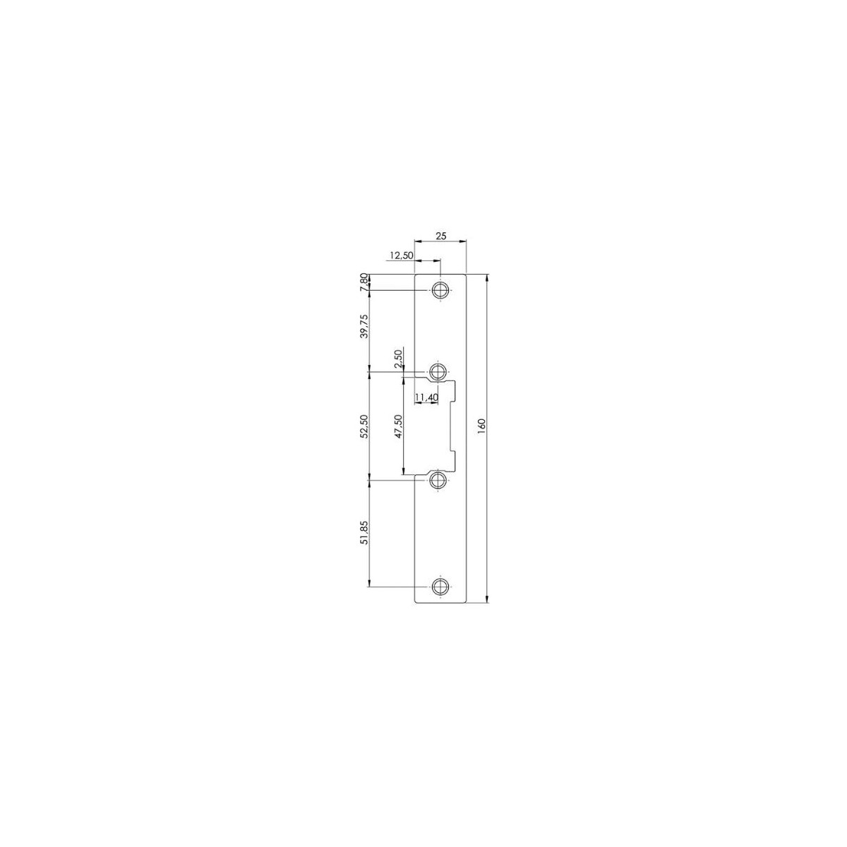 Armadura corta para cerradura electrica para puertas de paso