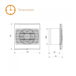 Extractor de baño S&P Decor 100CR Compuerta antirretorno y Temporizado