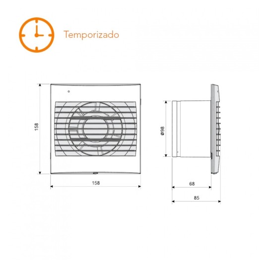 Extractor de baño S&P Decor 100CR Compuerta antirretorno y Temporizado