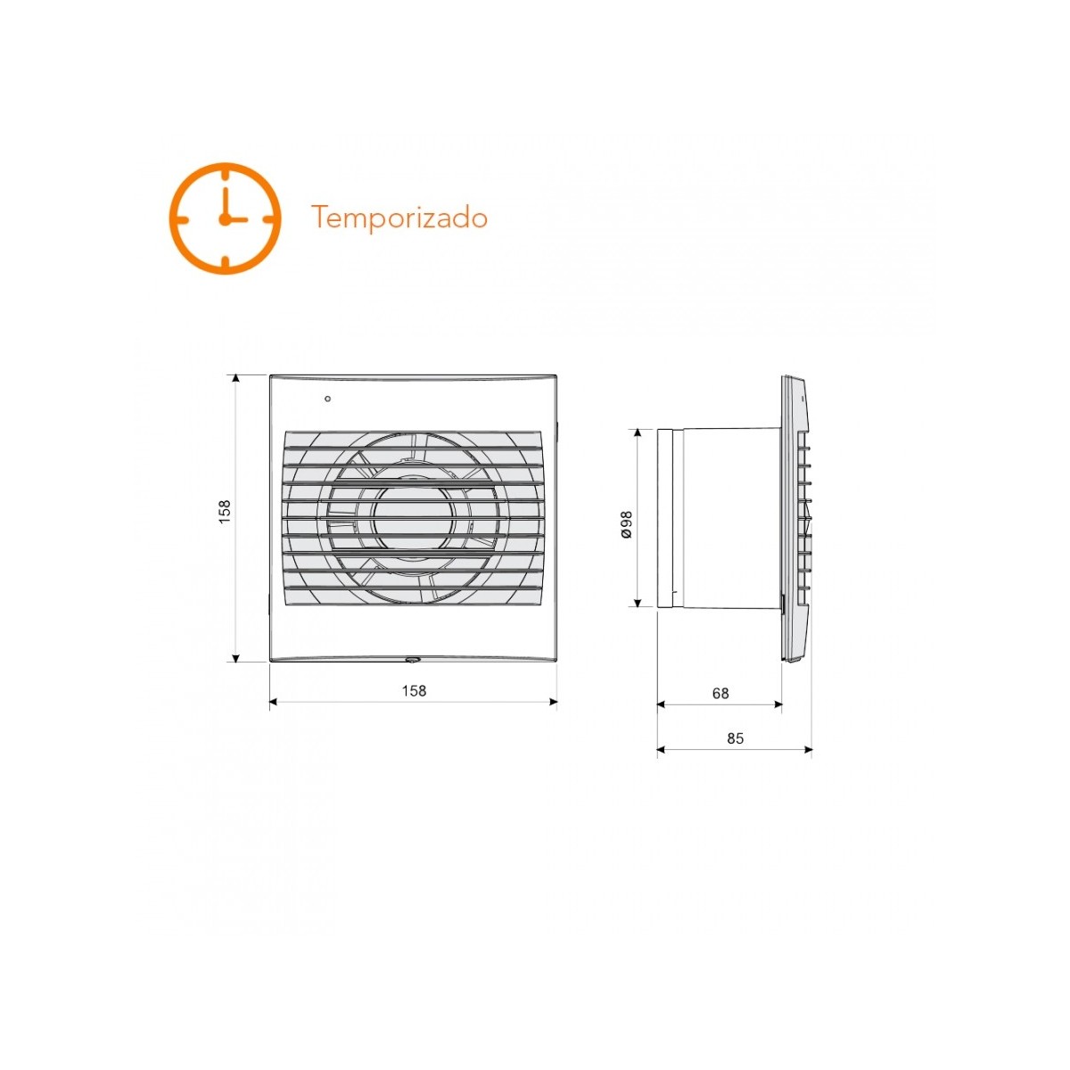 Extractor de baño S&P Decor 100CR Compuerta antirretorno y Temporizado