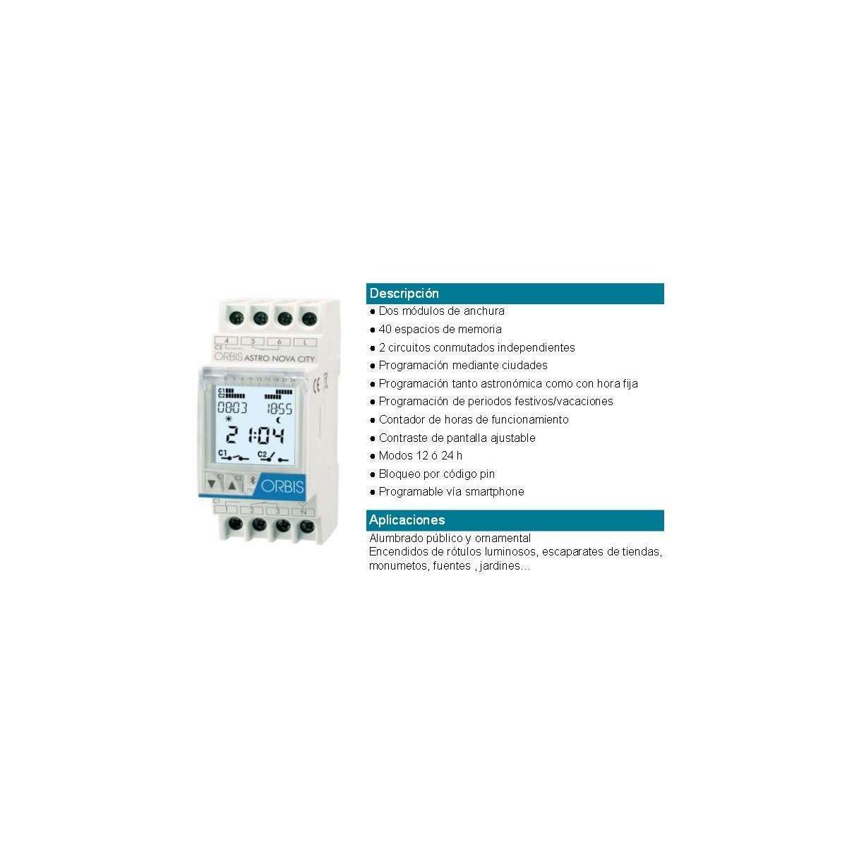 Interruptor Horario ASTRO NOVA CITY Orbis OB178012