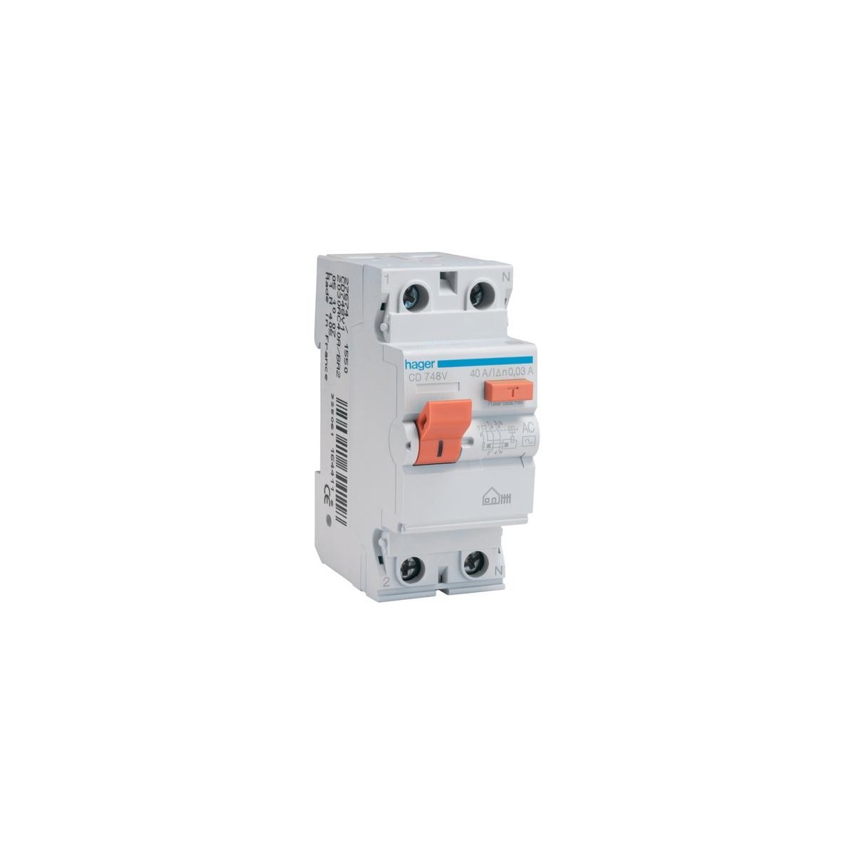Interruptor Diferencial 2P 40A 30mA Hager CD748V