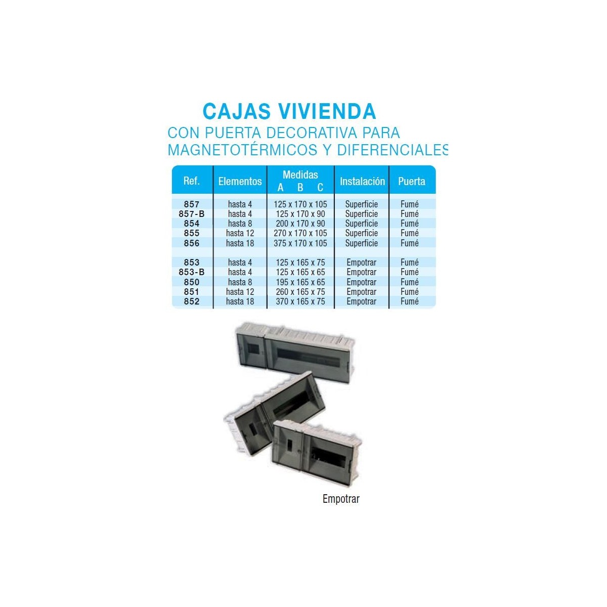 Caja automaticos empotrar 4 elementos puerta fume Vilaplana 853