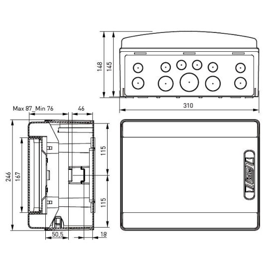 Caja automaticos superficie estanca 12 elementos Ide CDN12PT