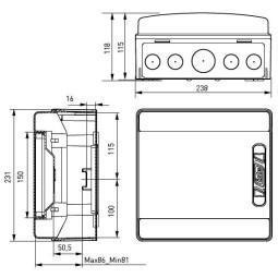 Caja automaticos superficie estanca 8 elementos Ide CDN8PT