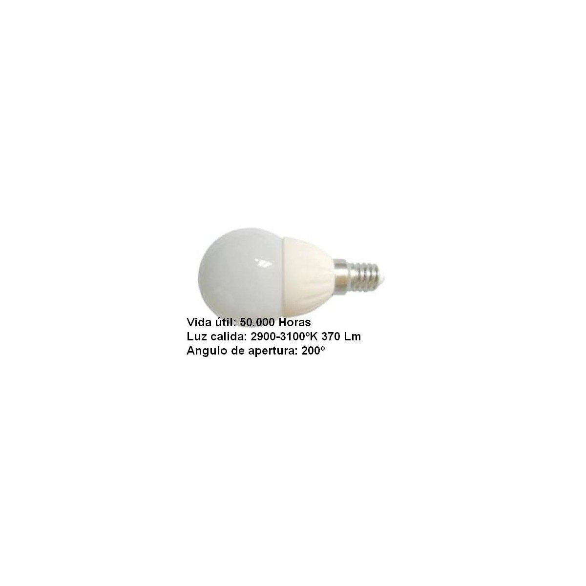 Bombilla led esferica 3w 230v e14 370lum luz blanco calido 2900-3100k Agfri 6053
