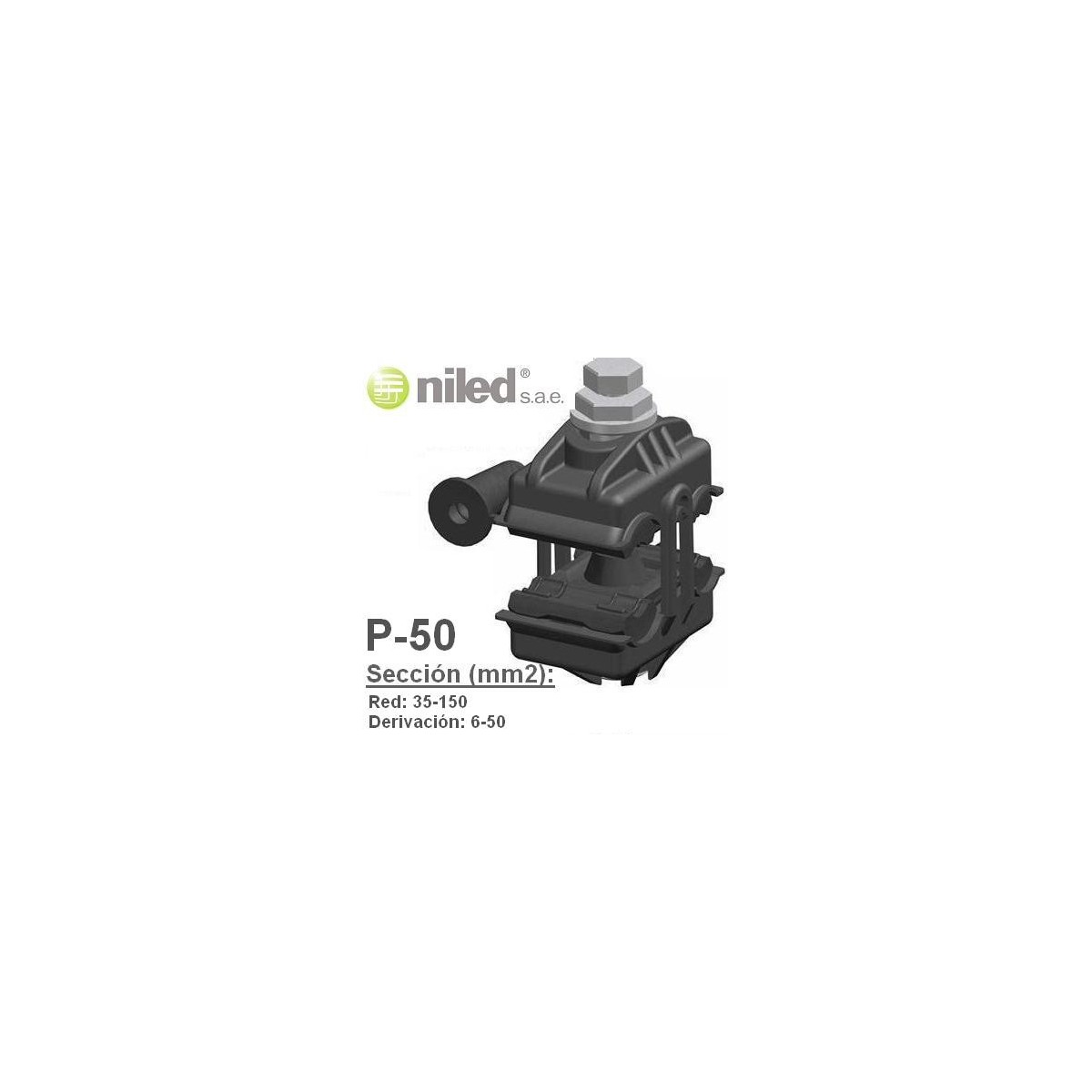 Conector P50 bimetalico aluminio cobre 35-150mm2 6-50mm2 Niled