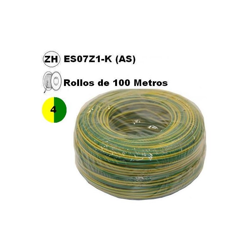 Cable flexible 1x4mm2 tierra libre halogenos 750v 100 Metros