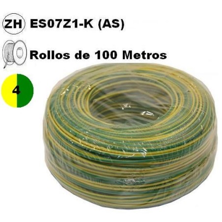 Cable flexible 1x4mm2 tierra libre halogenos 750v 100 Metros