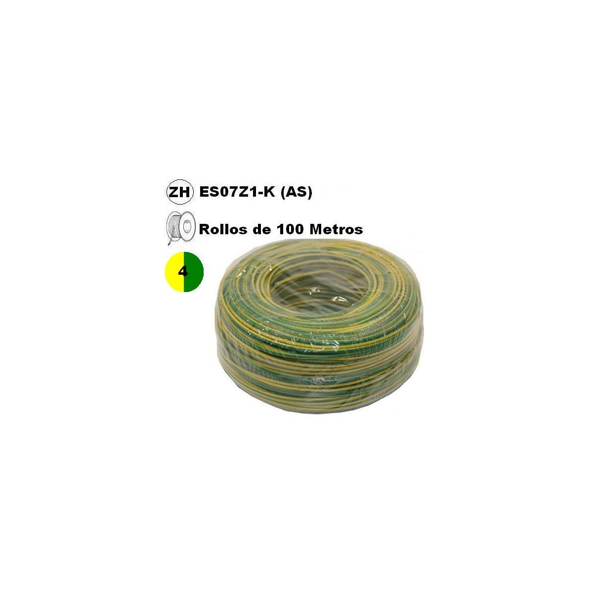 Cable flexible 1x4mm2 tierra libre halogenos 750v 100 Metros