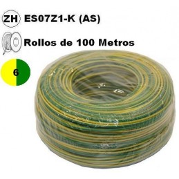 Cable flexible 1x6mm2 tierra libre halogenos 750v 100 Metros