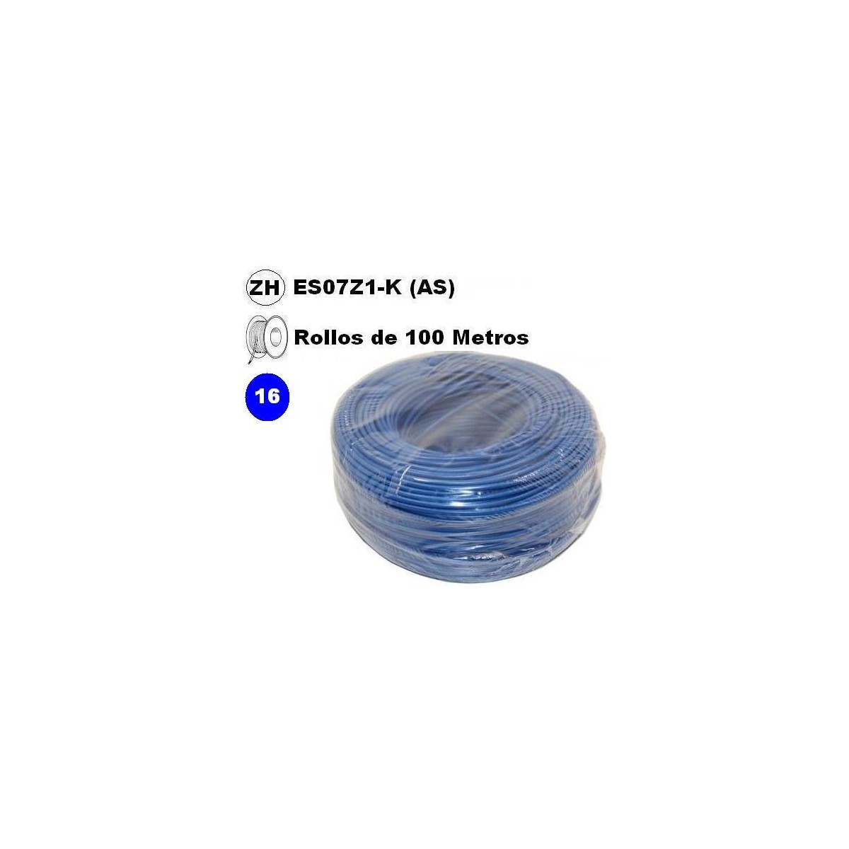 Cable flexible 1x16mm2 azul libre halogenos 750v 100 Metros