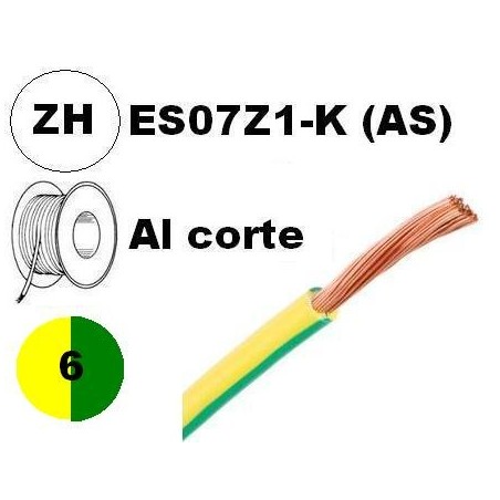 Cable flexible 1x6mm2 tierra libre halogenos 750v Al Corte