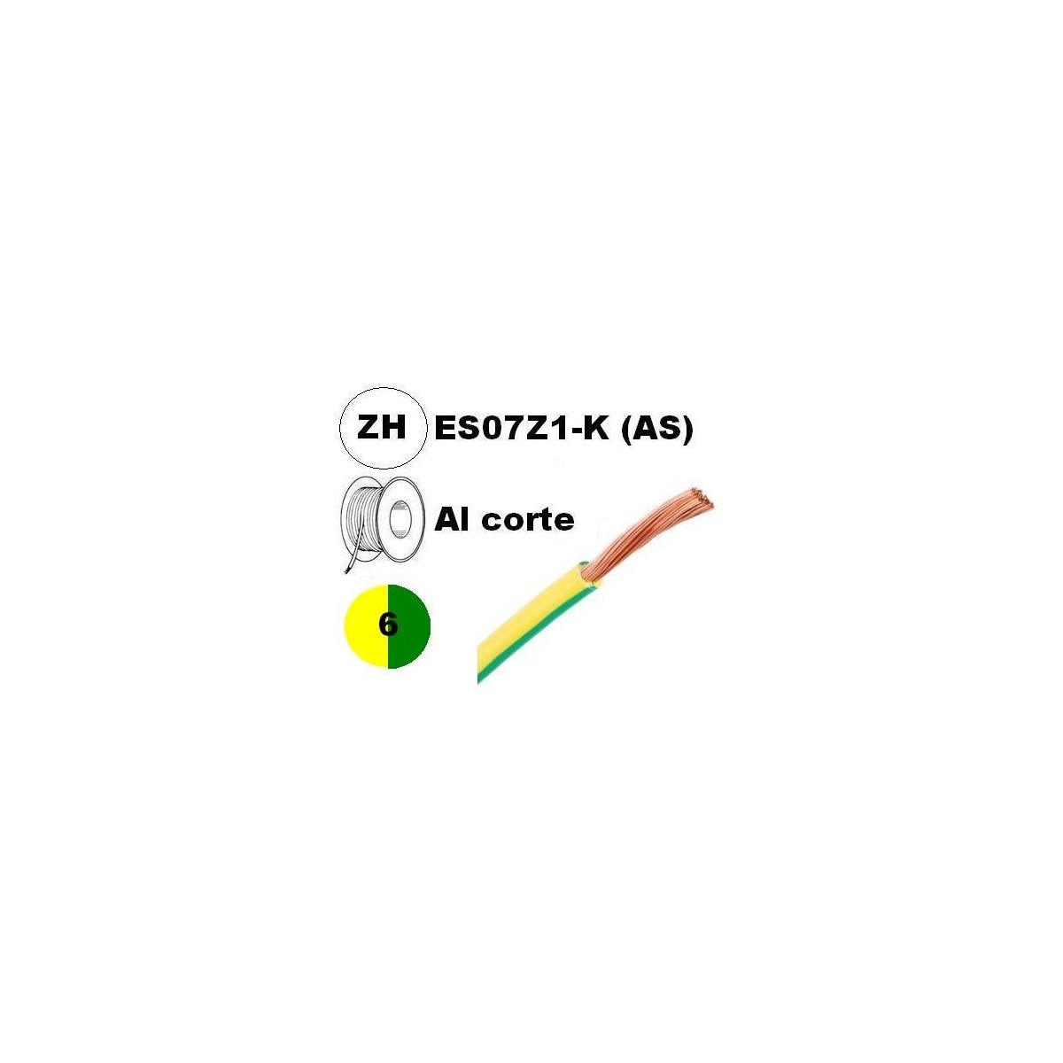 Cable flexible 1x6mm2 tierra libre halogenos 750v Al Corte