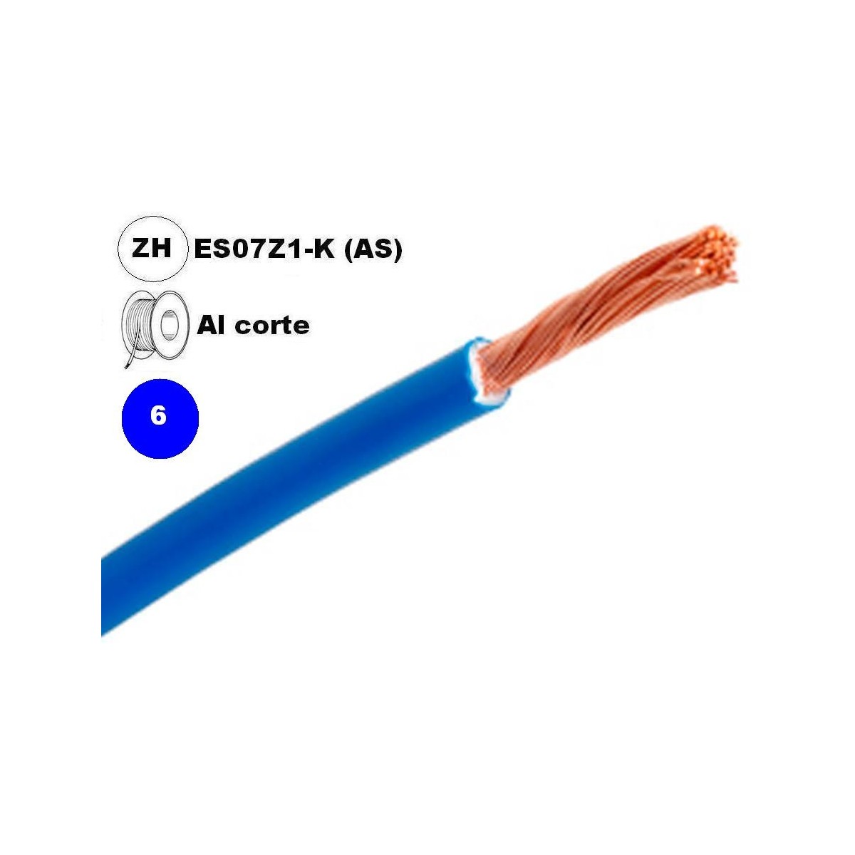 Cable flexible 1x6mm2 azul libre halogenos 750v Al Corte