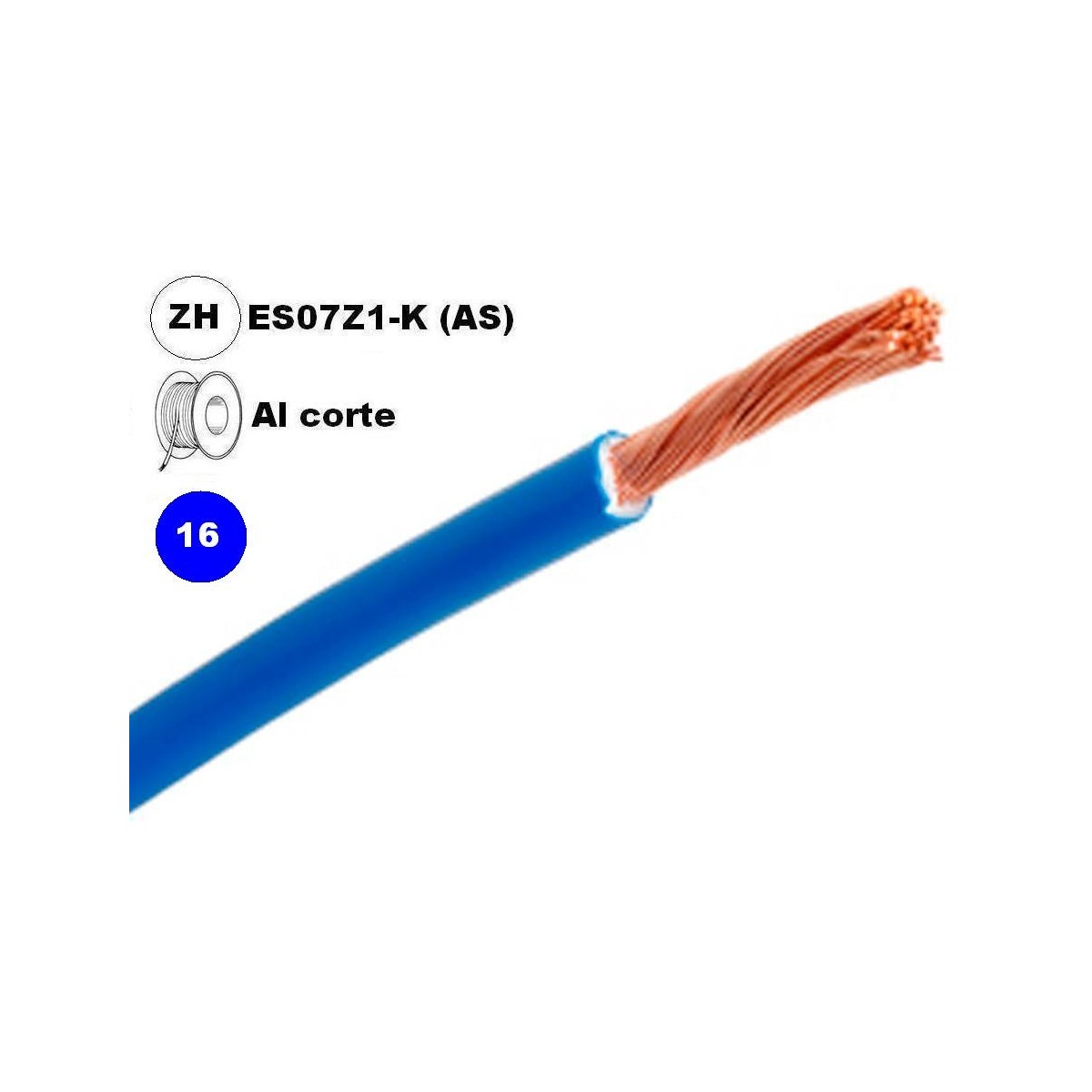 Cable flexible 1x16mm2 azul libre halogenos 750v Al Corte