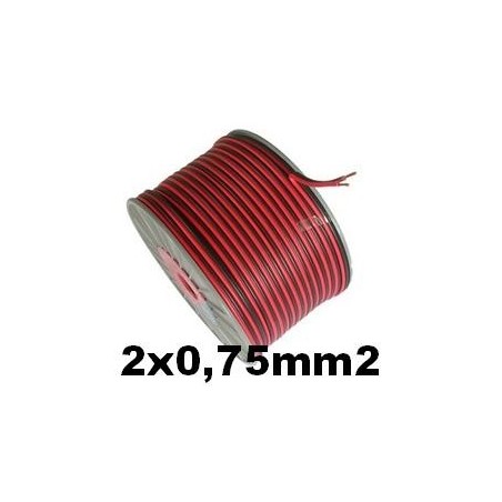Cable paralelo audio bicolor 2x0.75mm2 rojo/negro 100 Metros