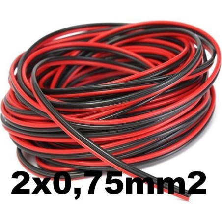 Cable paralelo bicolor 2x0.75mm2 rojo/negro Al Corte