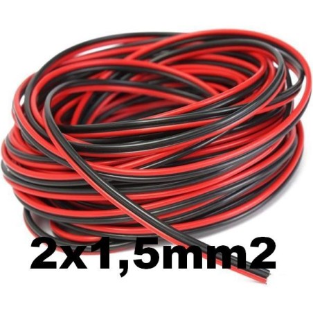 Cable paralelo bicolor 2x1.5mm2 rojo/negro Al Corte