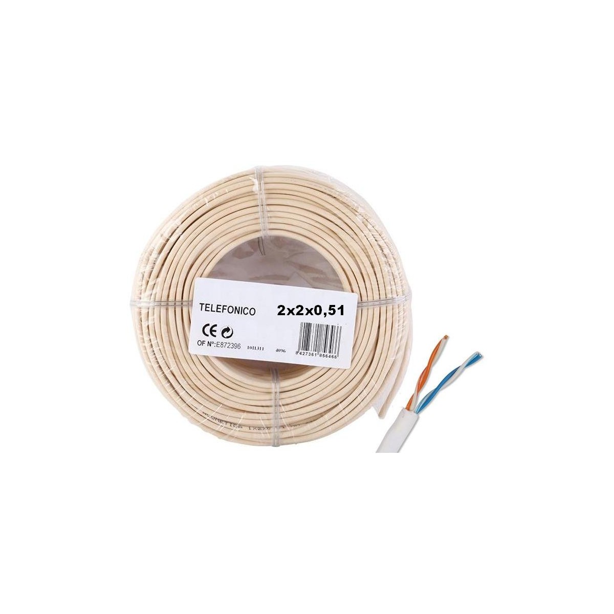 Manguera telefono 2 pares 2x2x0.51mm2 Rollo 250 Metros