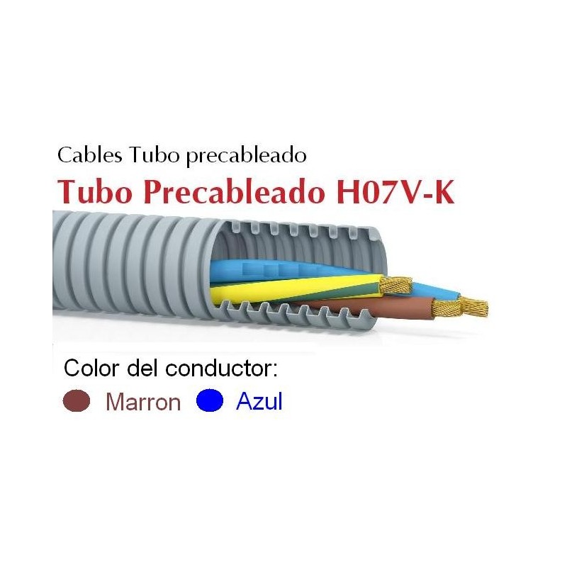 Tubo precableado 20mm + Cable flexible 750v 2x1.5mm2 a+m H07V-K Rollo 50 Mts