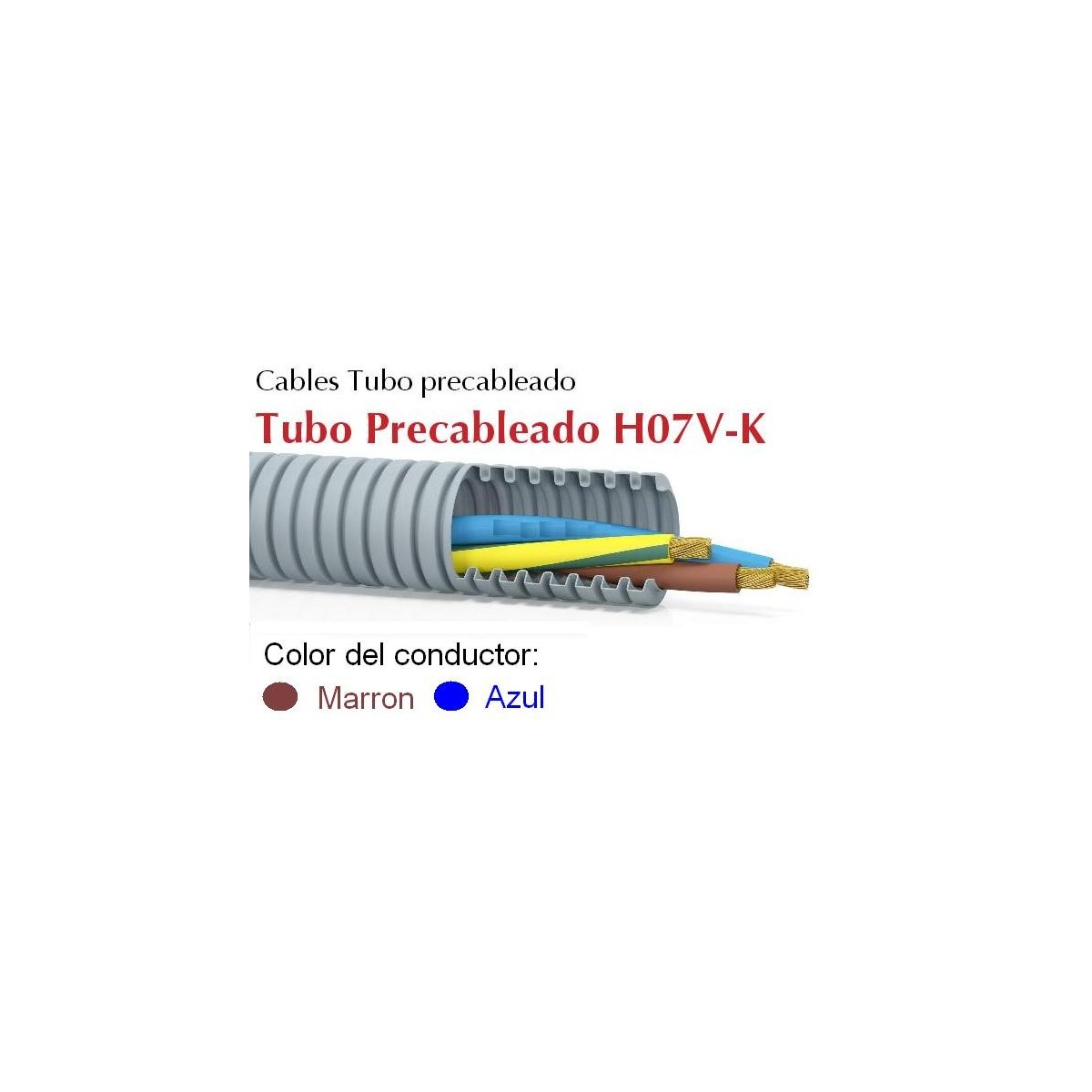 Tubo precableado 20mm + Cable flexible 750v 2x1.5mm2 a+m H07V-K Rollo 50 Mts