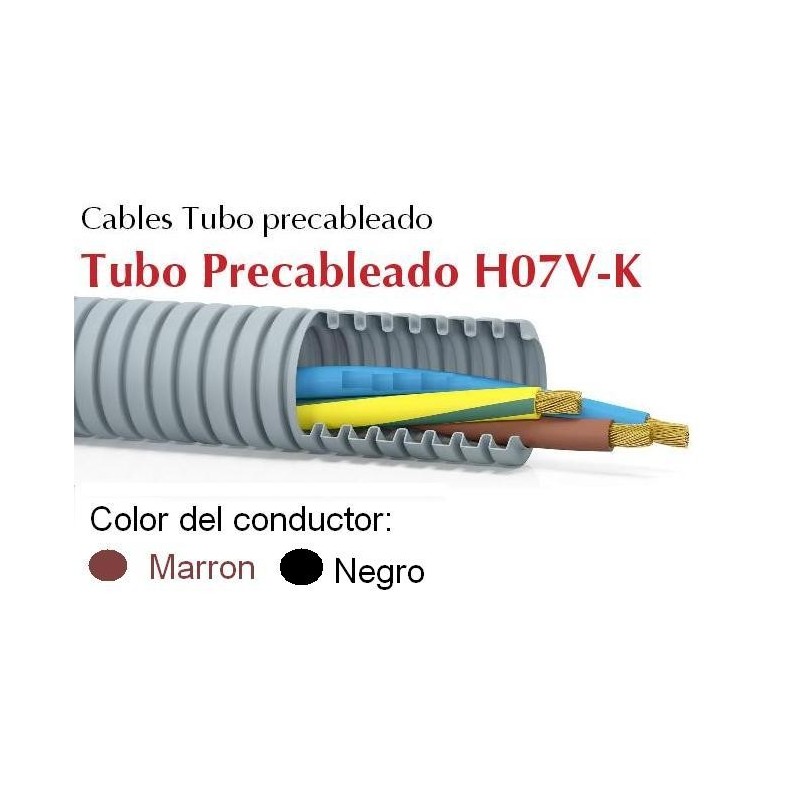 Tubo precableado 20mm + Cable flexible 750v 2x1.5mm2 n+m H07V-K Rollo 50 Mts
