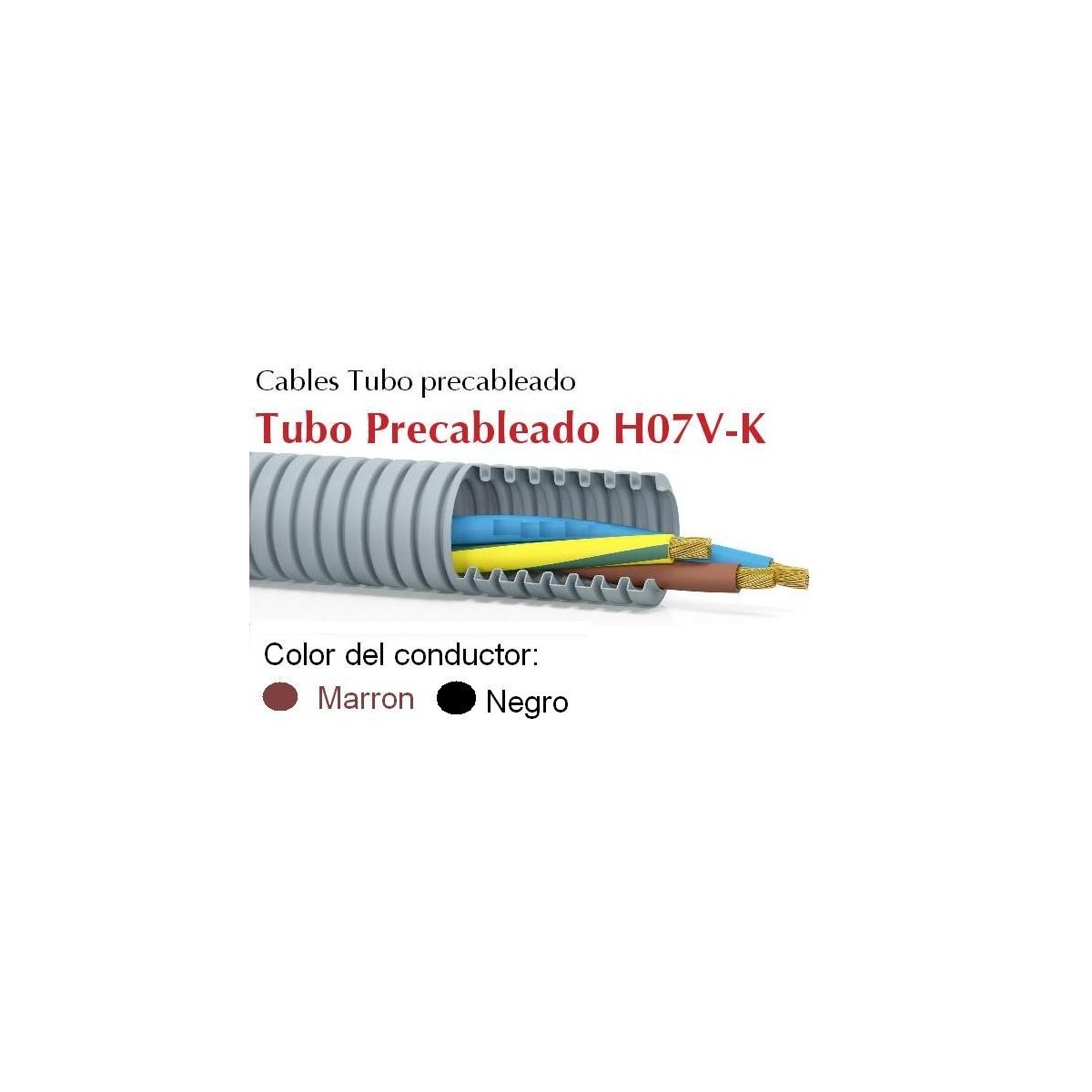 Tubo precableado 20mm + Cable flexible 750v 2x1.5mm2 n+m H07V-K Rollo 50 Mts