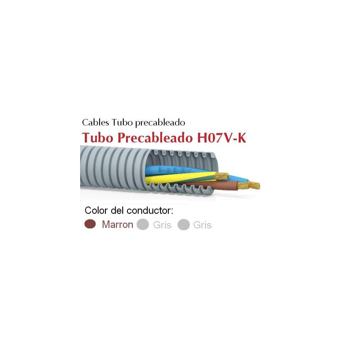 Tubo precableado 20mm + Cable flexible 750v 3x1.5mm2 g+g+m H07V-K Rollo 50 Mts