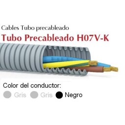 Tubo precableado 20mm + Cable flexible 750v 3x1.5mm2 g+g+n H07V-K Rollo 50 Mts
