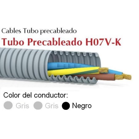 Tubo precableado 20mm + Cable flexible 750v 3x1.5mm2 g+g+n H07V-K Rollo 50 Mts